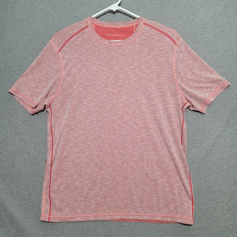 Tommy Bahama Shirt Men's L Large Salmon Short Sleeve Casual